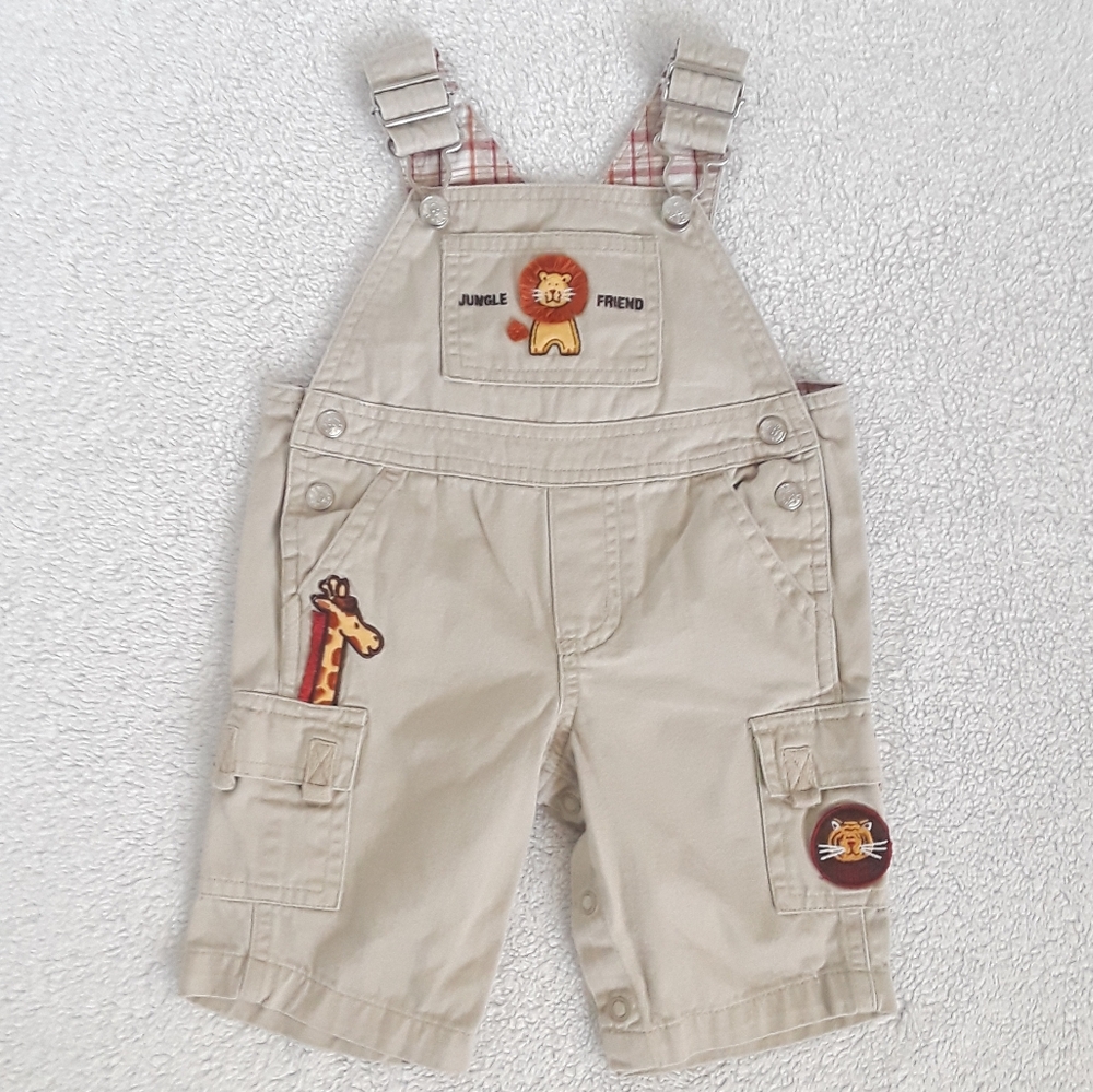 Koala Kids Beige Overalls with Safari Animal Patches